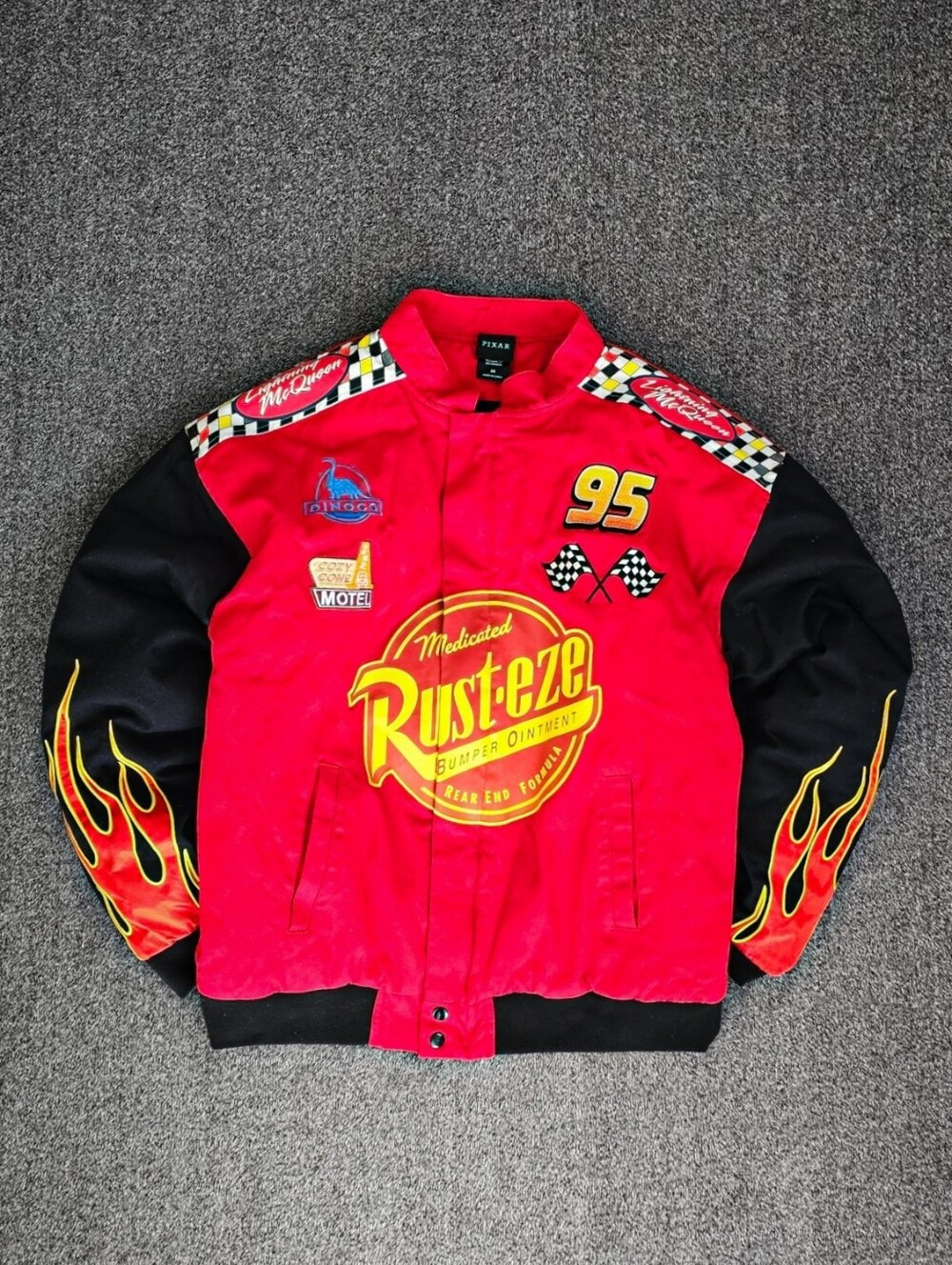 Disney Pixar Men's Car Lightning McQueen Red Racing Jacket Size Medium